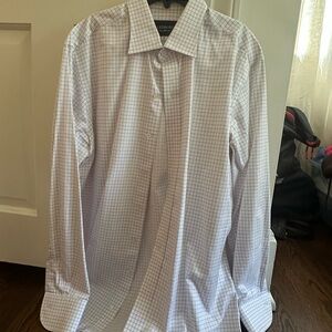 Classic White and purple  Checkered Dress Shirt